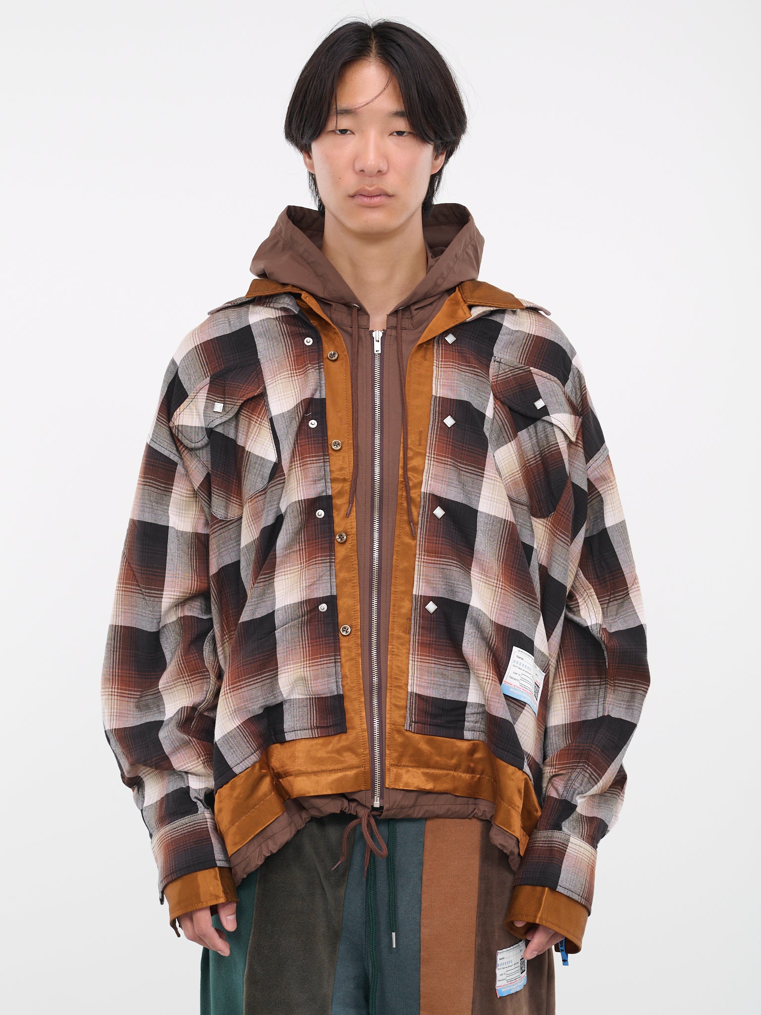 Layered Shirt Hoodie (A11SH072-BROWN)