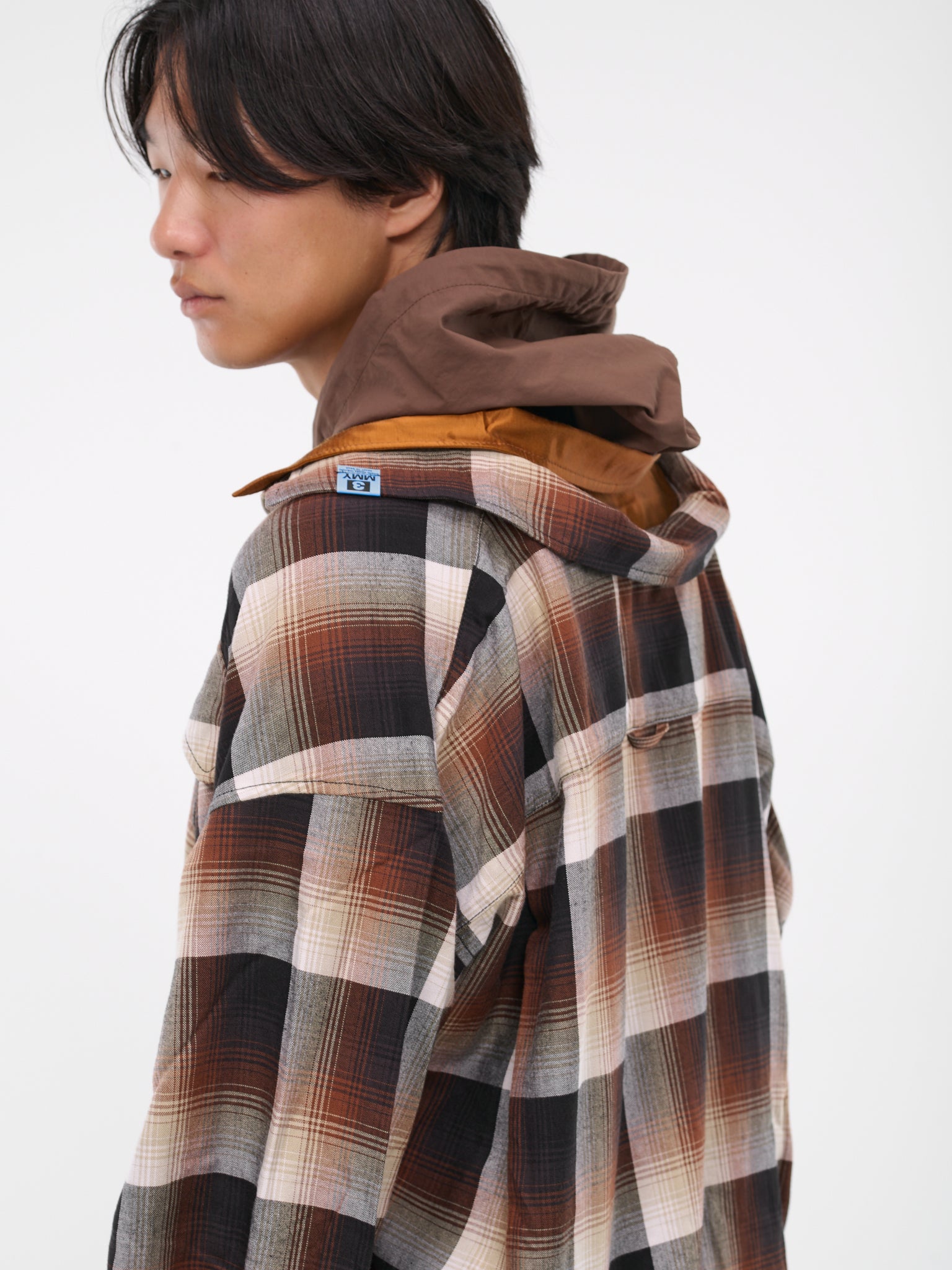 Layered Shirt Hoodie (A11SH072-BROWN)