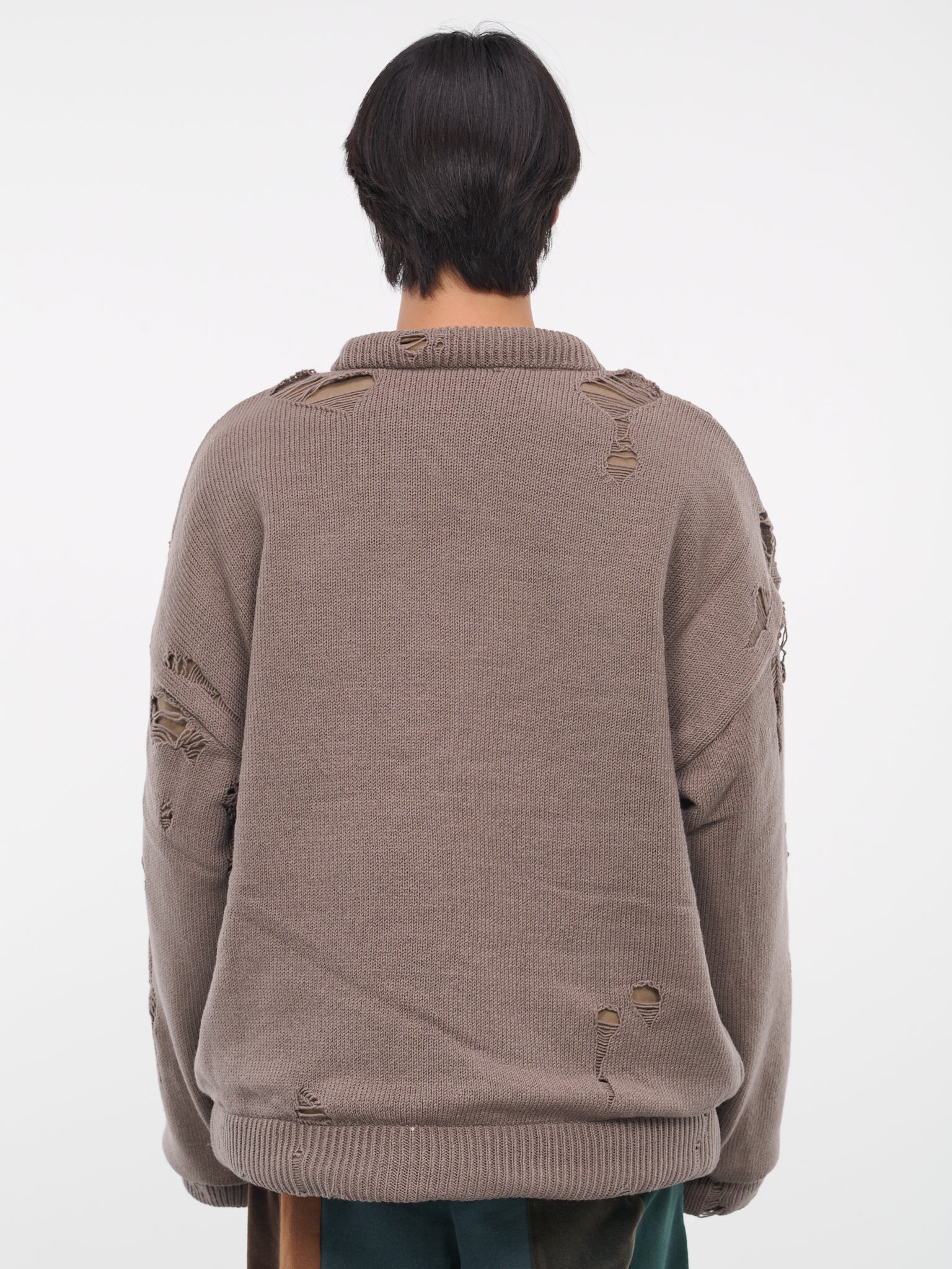 Distressed Knit Sweater (A11SW502-BROWN)