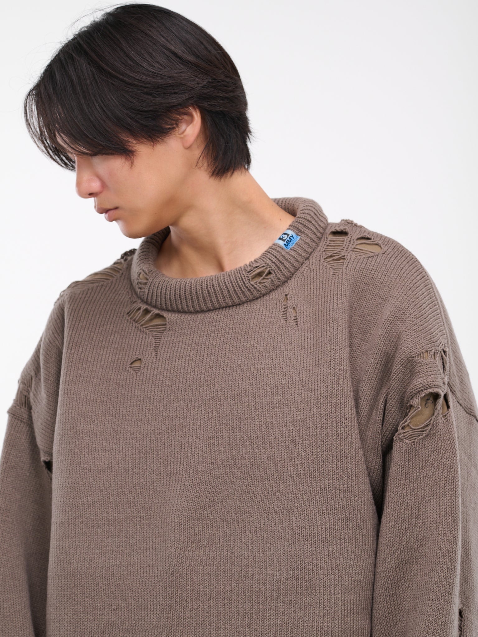 Distressed Knit Sweater (A11SW502-BROWN)