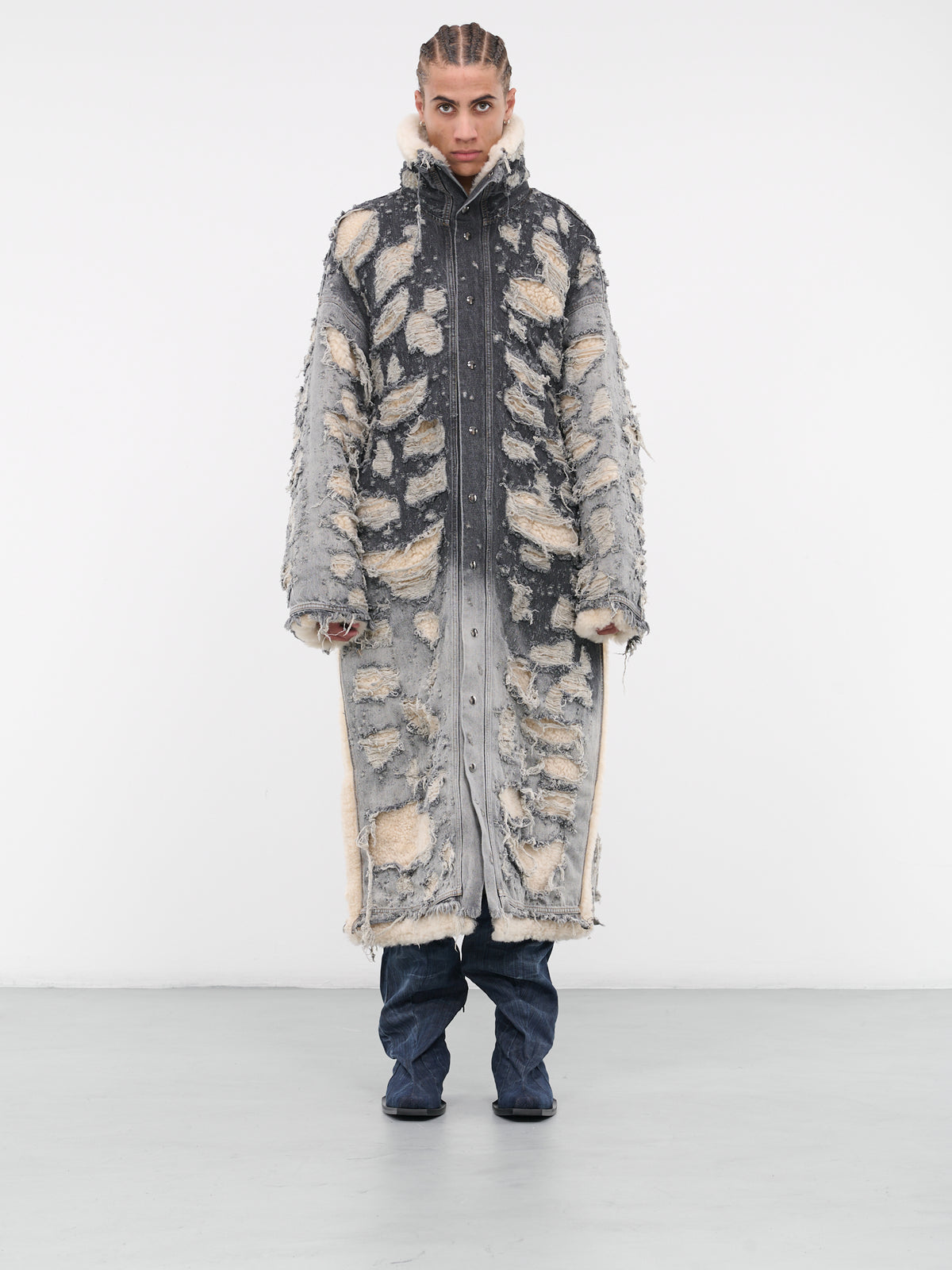 Distressed Denim Coat (A12231-0DPAF-02-BLACK-DENIM)