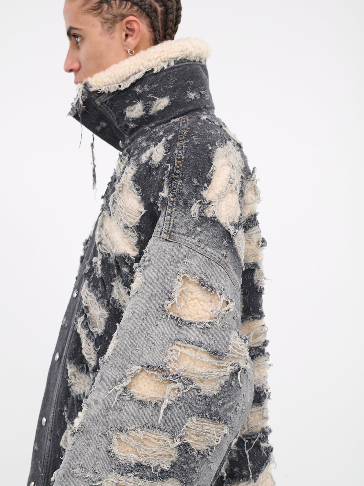 Distressed Denim Coat (A12231-0DPAF-02-BLACK-DENIM)