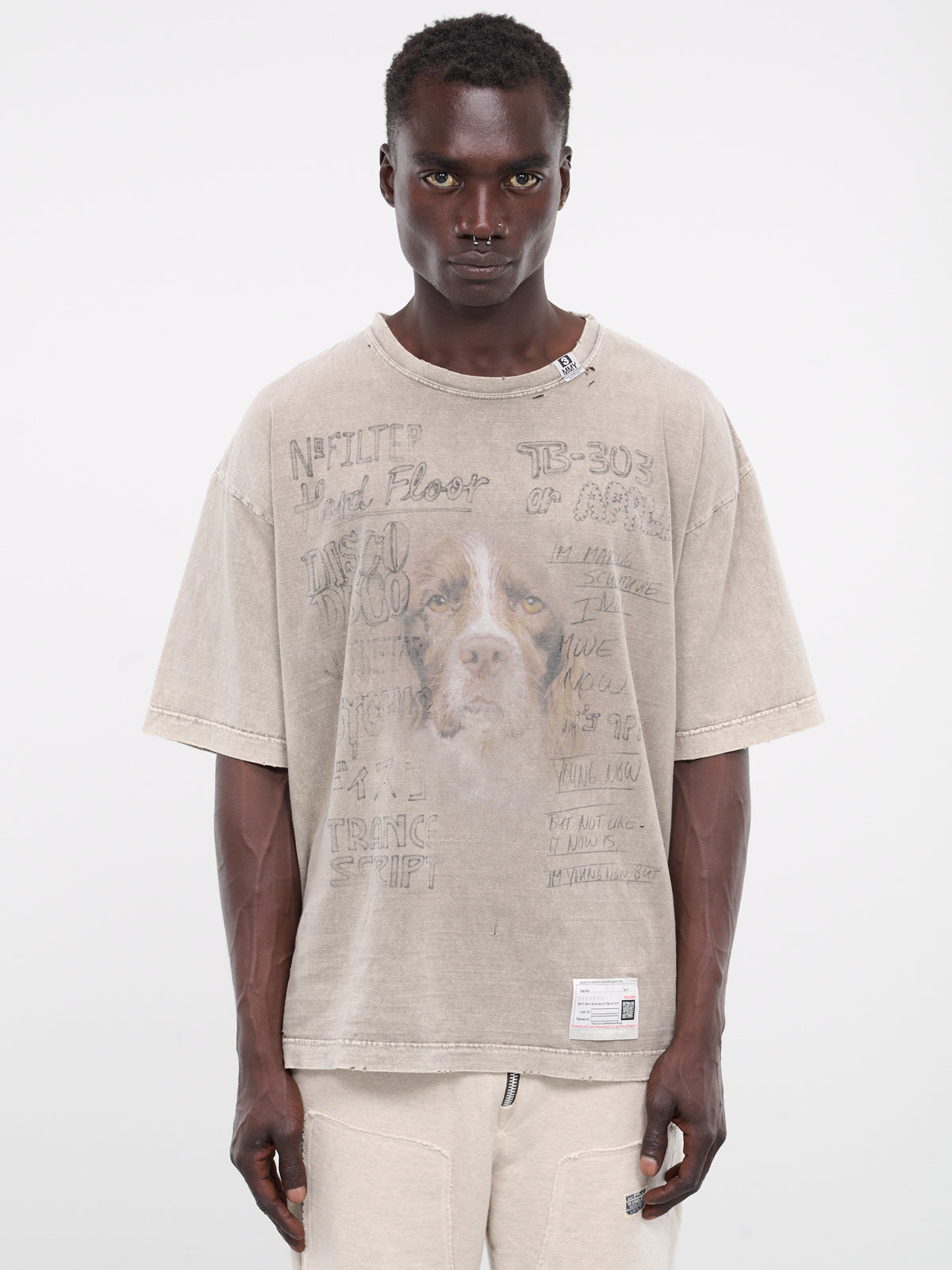 Distressed Graphic Tee (A12TS602-BEIGE)