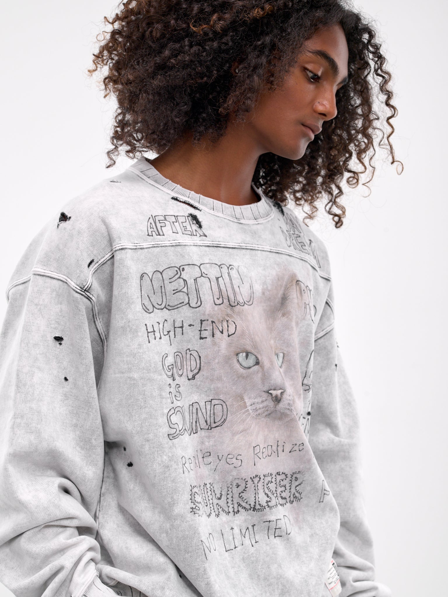 Distressed crewneck shop