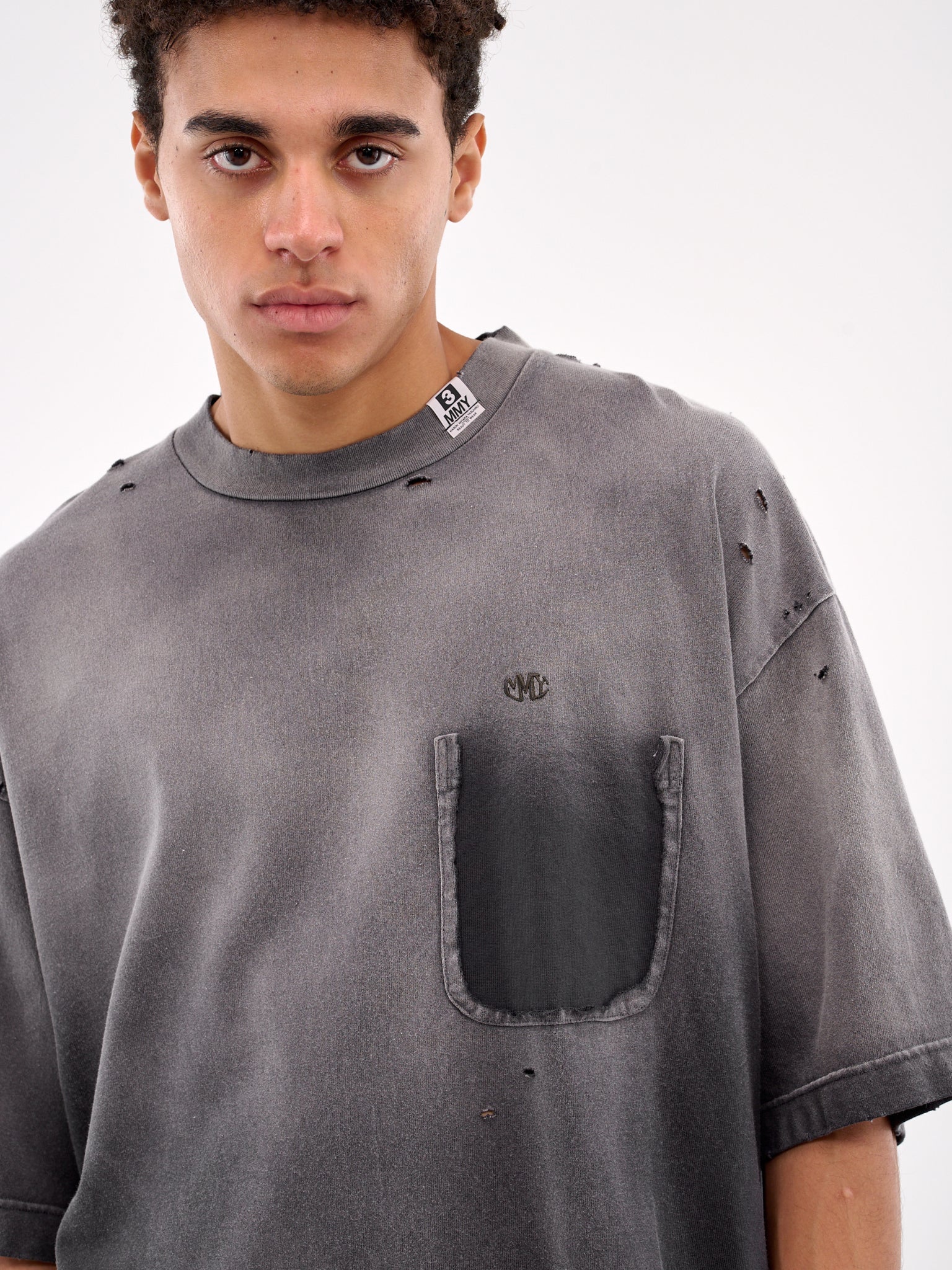 Distressed Boxy Tee (A14TS611-BLACK)