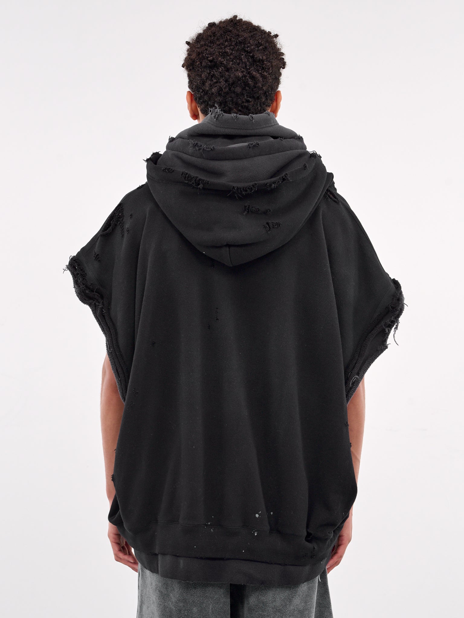 Layered Sleeveless Zip Hoodie (A14VT562-BLACK)