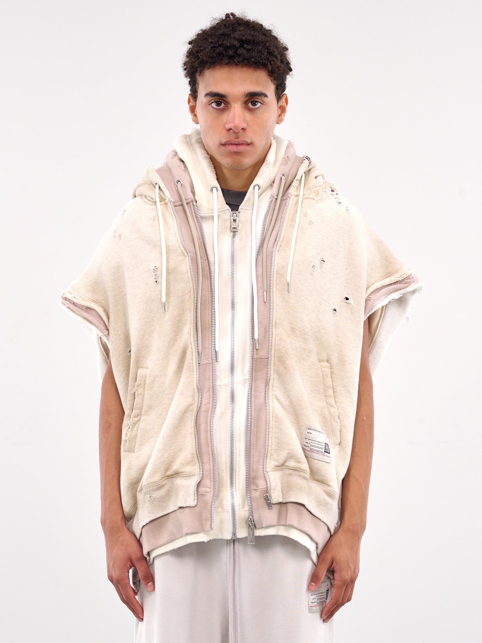 Layered Sleeveless Zip Hoodie (A14VT562-WHITE)