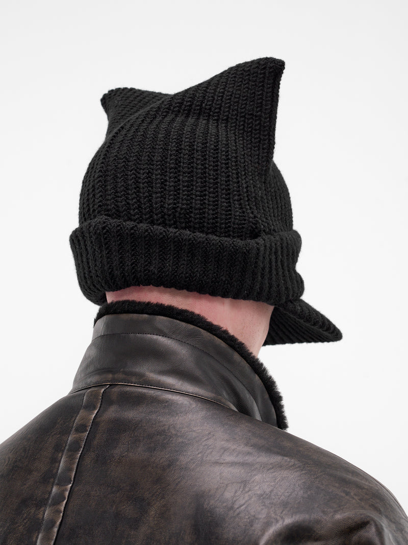 Black Rib-Knit Mask Beanie (A15AC402-BLACK)