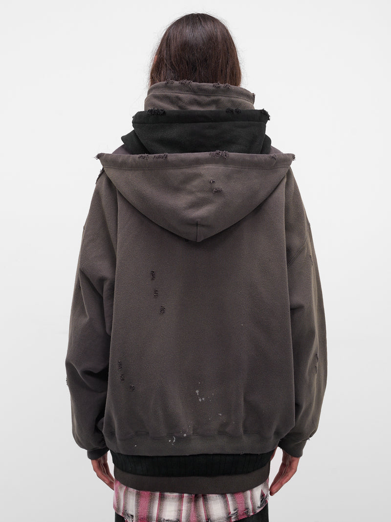Gray Triple Layered Distressed Hoodie (A15PK581-BLACK)