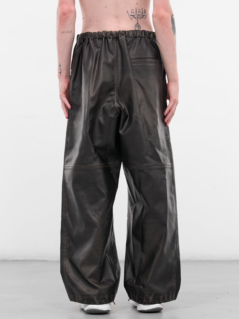 Black Leather Elastic Waist Pants (A15PT073-BLACK)