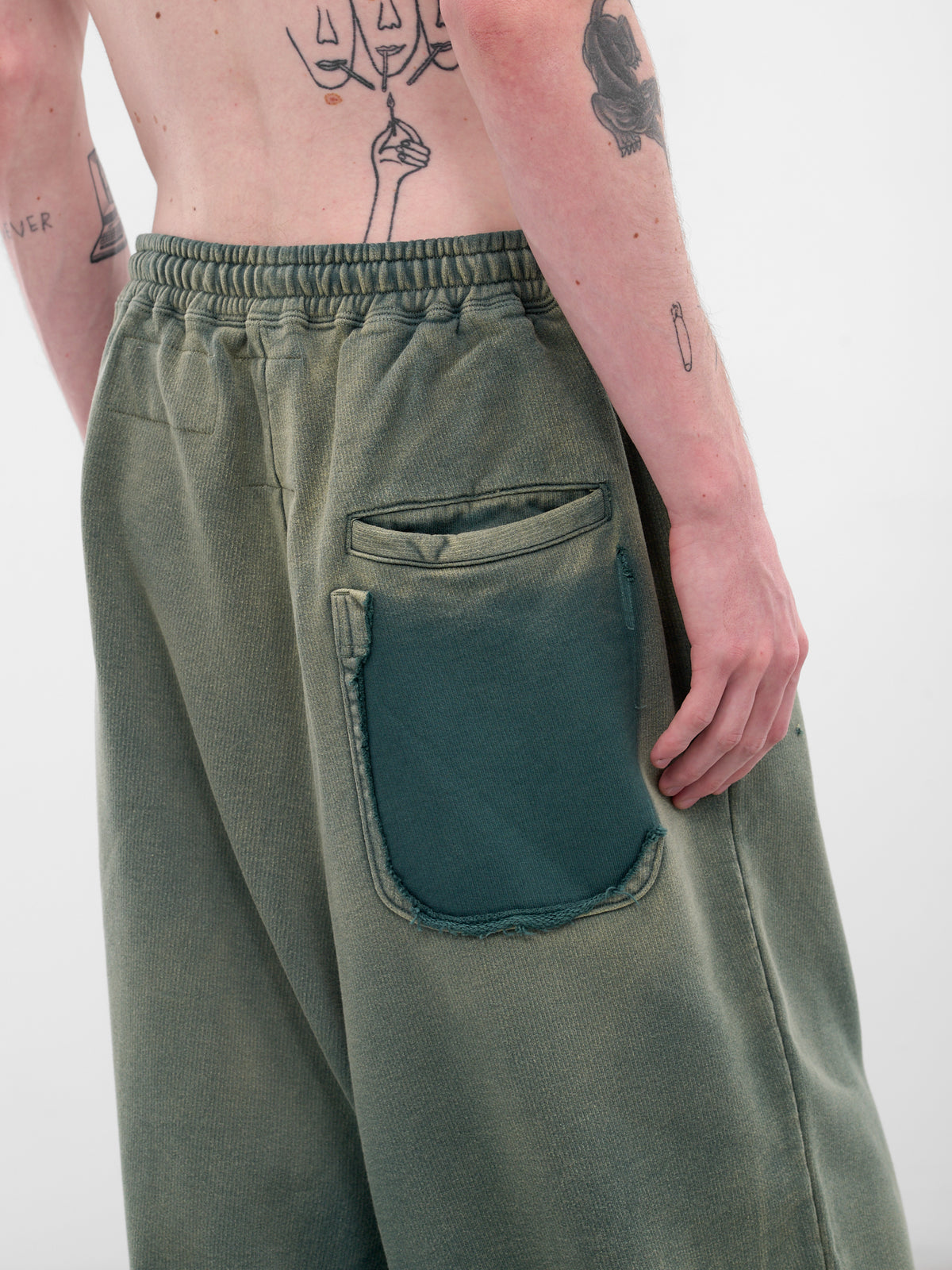 Green Distressed Baggy Sweatpants (A15PT554-GREEN)