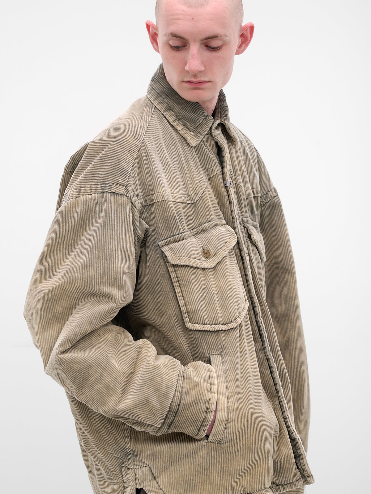 Khaki Corduroy Oversized Overshirt (A15SH035-KHAKI)