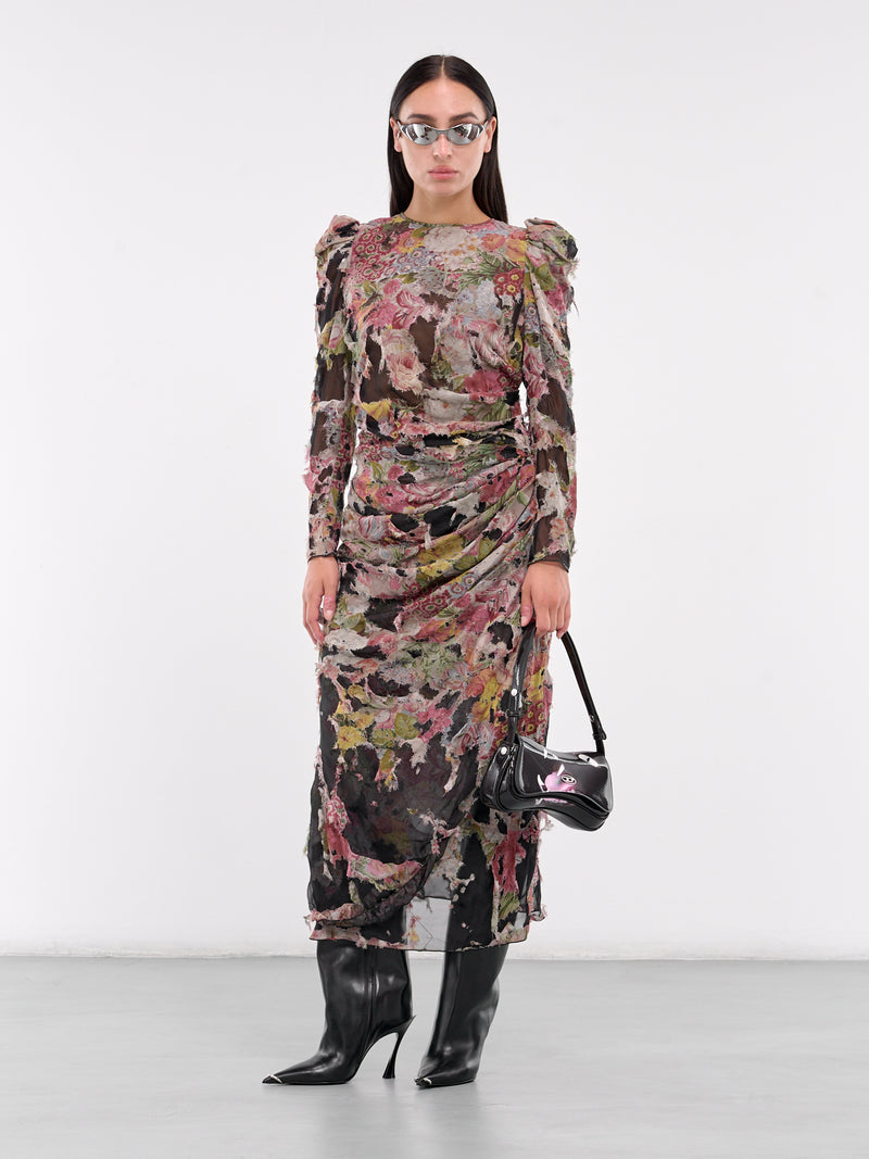 Distressed Midi Dress (A16780-0QMAS-VERY-BLACK)