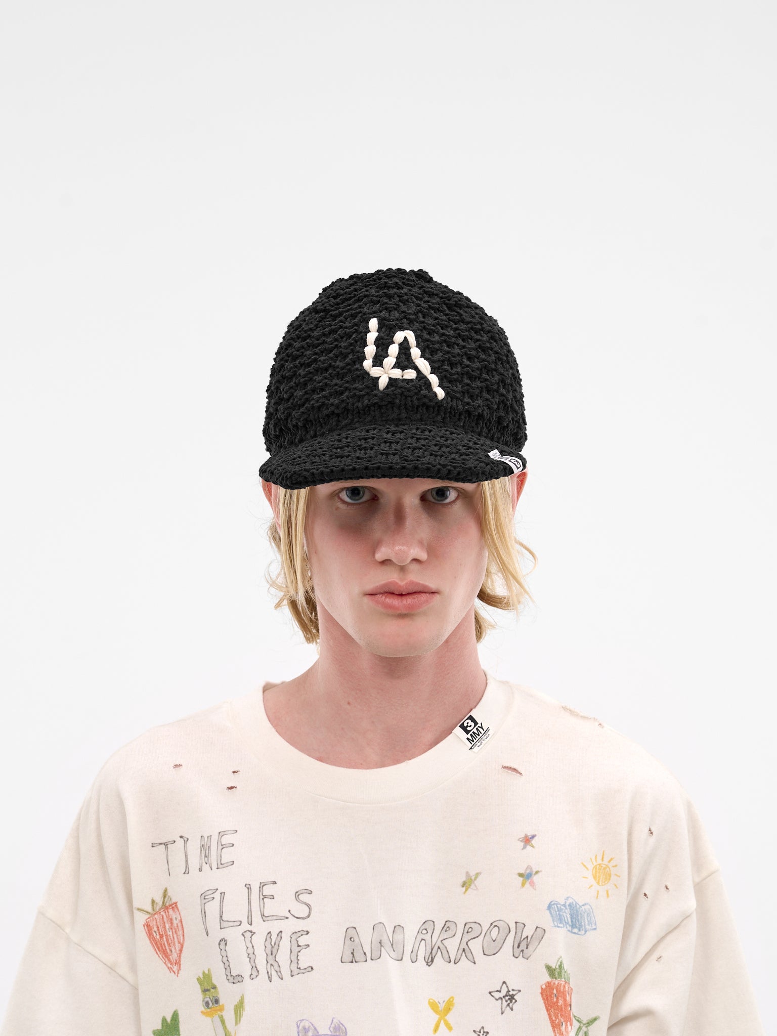 Black LA Crochet Knit Hat (A16AC402-BLACK)