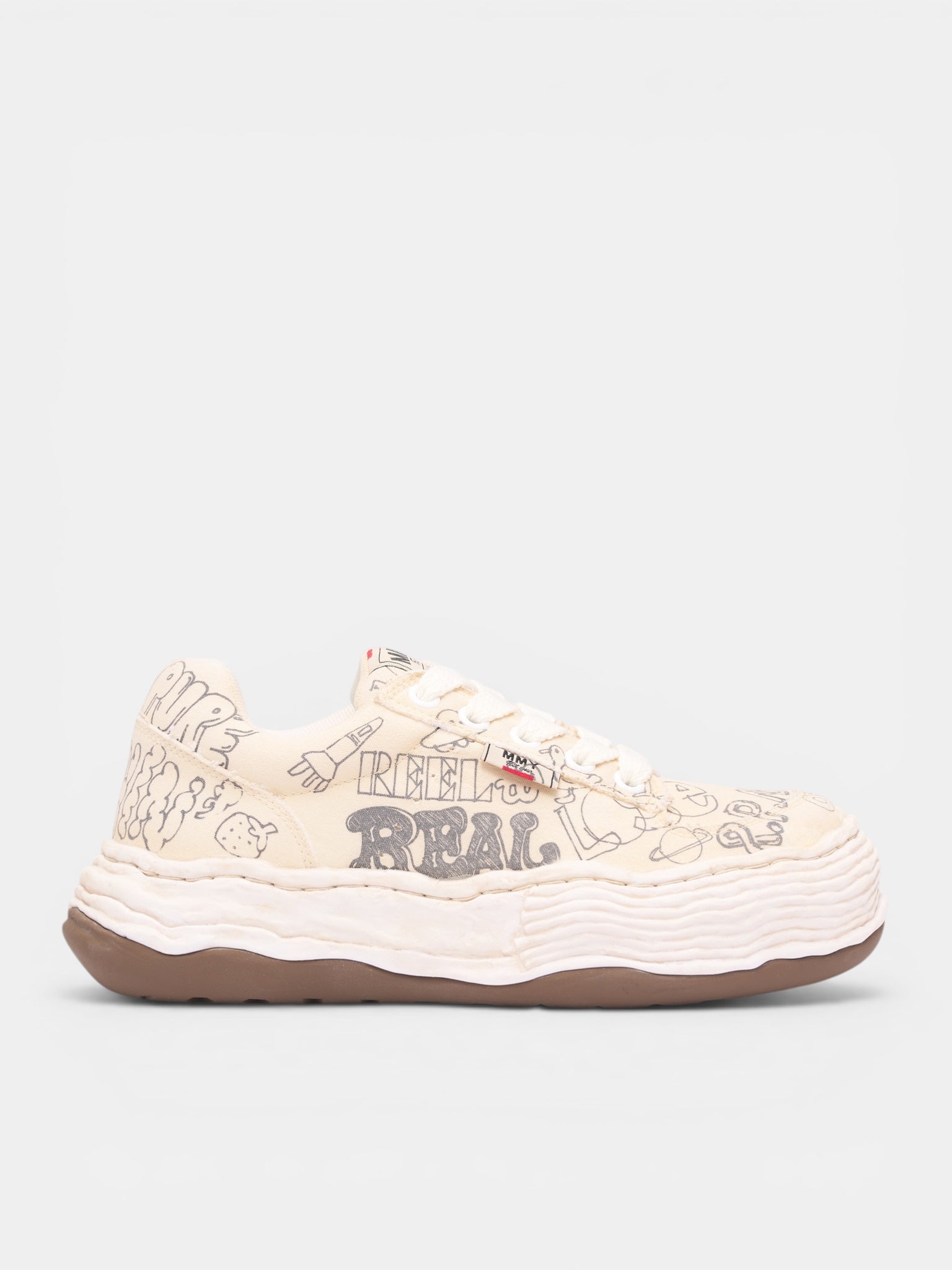 White Leather Graphic Oliver Sneakers (A16FW705-WHITE)