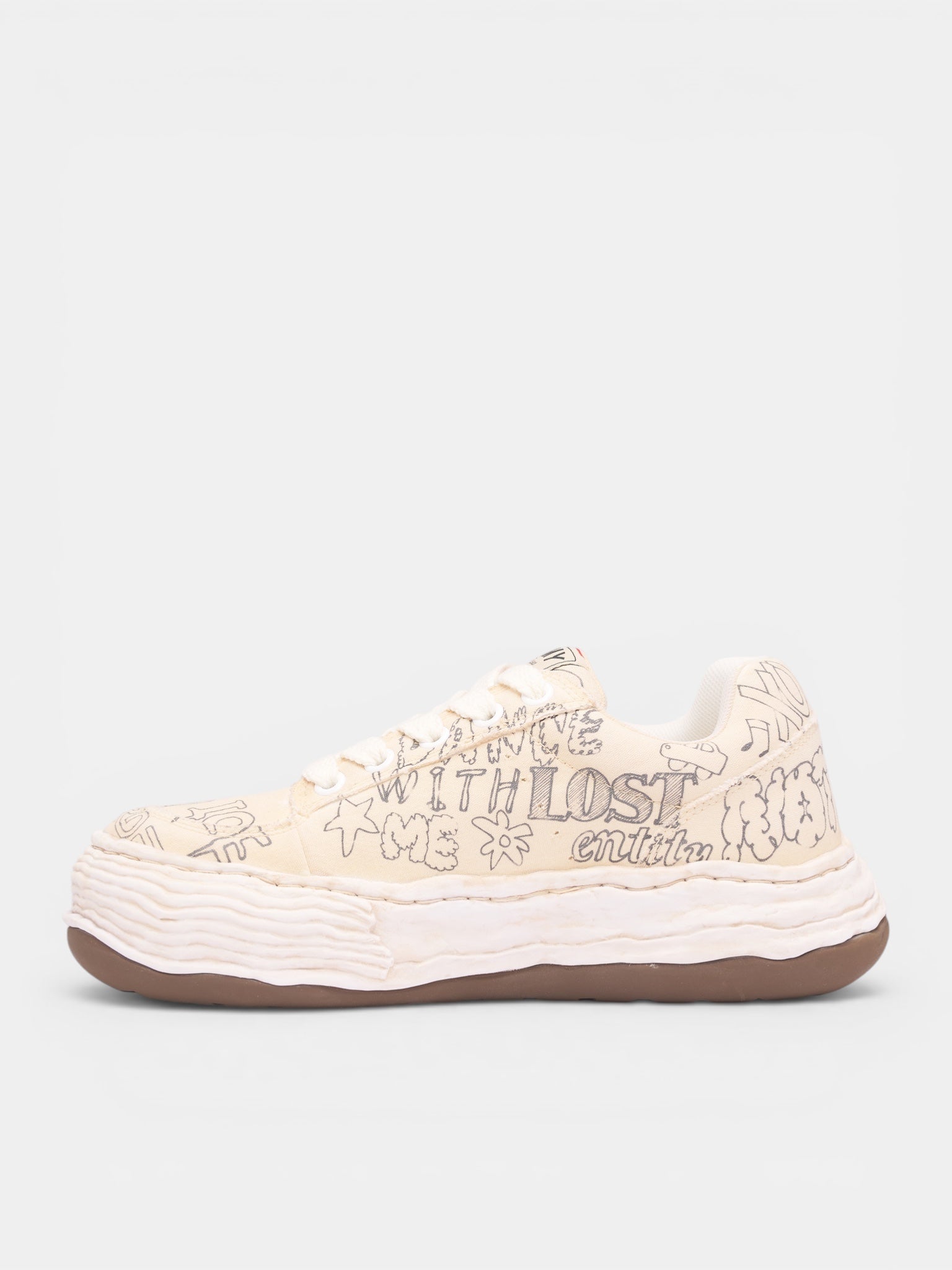 White Leather Graphic Oliver Sneakers (A16FW705-WHITE)