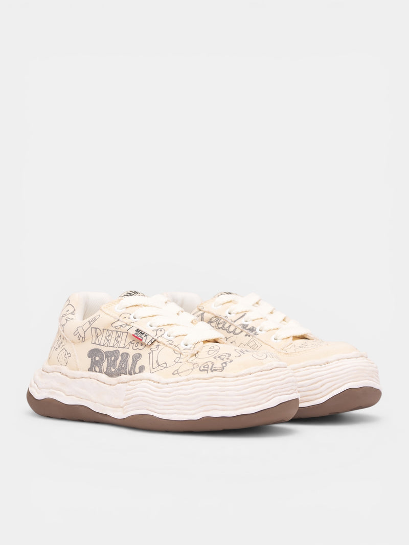 White Leather Graphic Oliver Sneakers (A16FW705-WHITE)