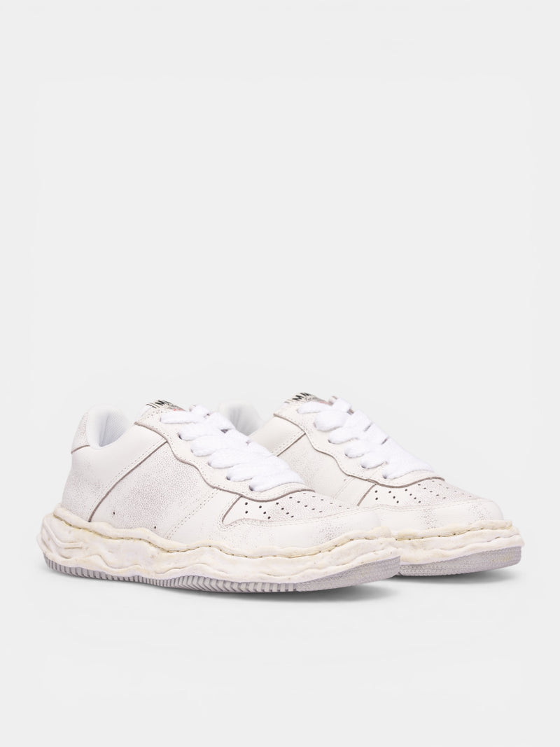 White Aged Leather Wayne Sneakers (A16FW728-WHITE)