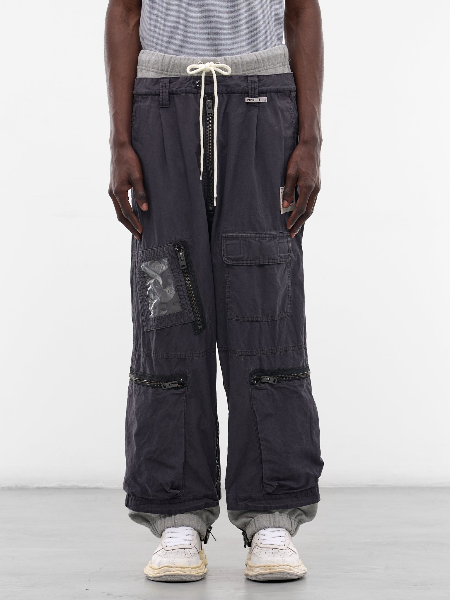 Black Cotton Layered Cargo Pants (A16PT043-BLACK)