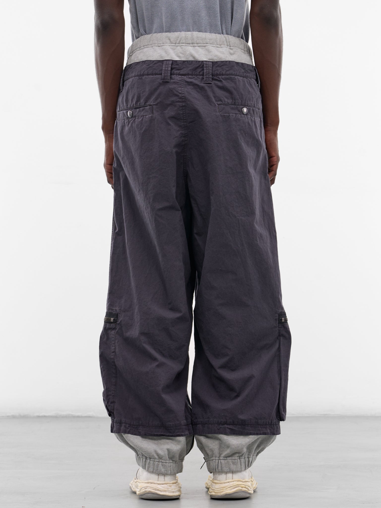 Black Cotton Layered Cargo Pants (A16PT043-BLACK)