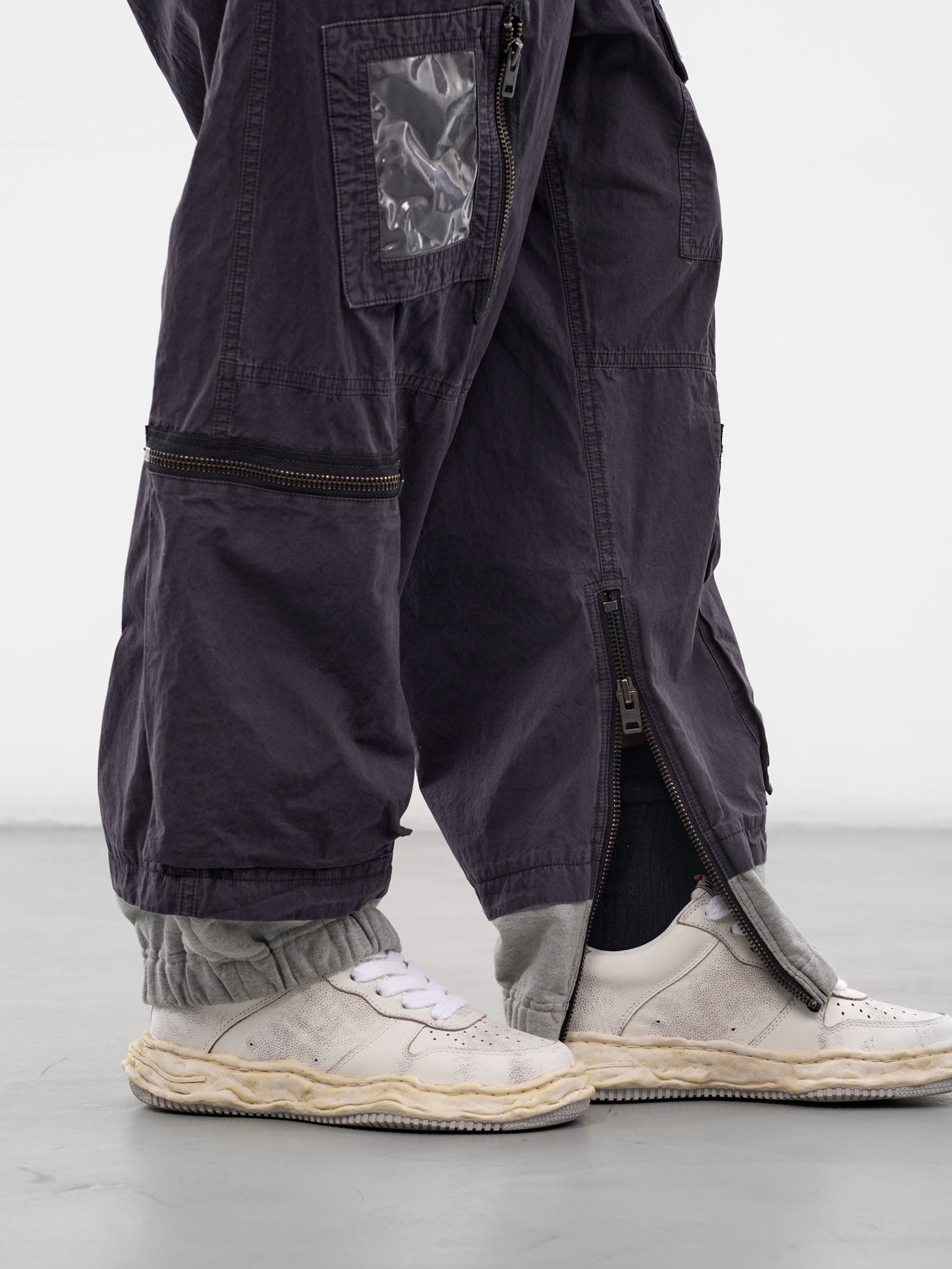 Black Cotton Layered Cargo Pants (A16PT043-BLACK)