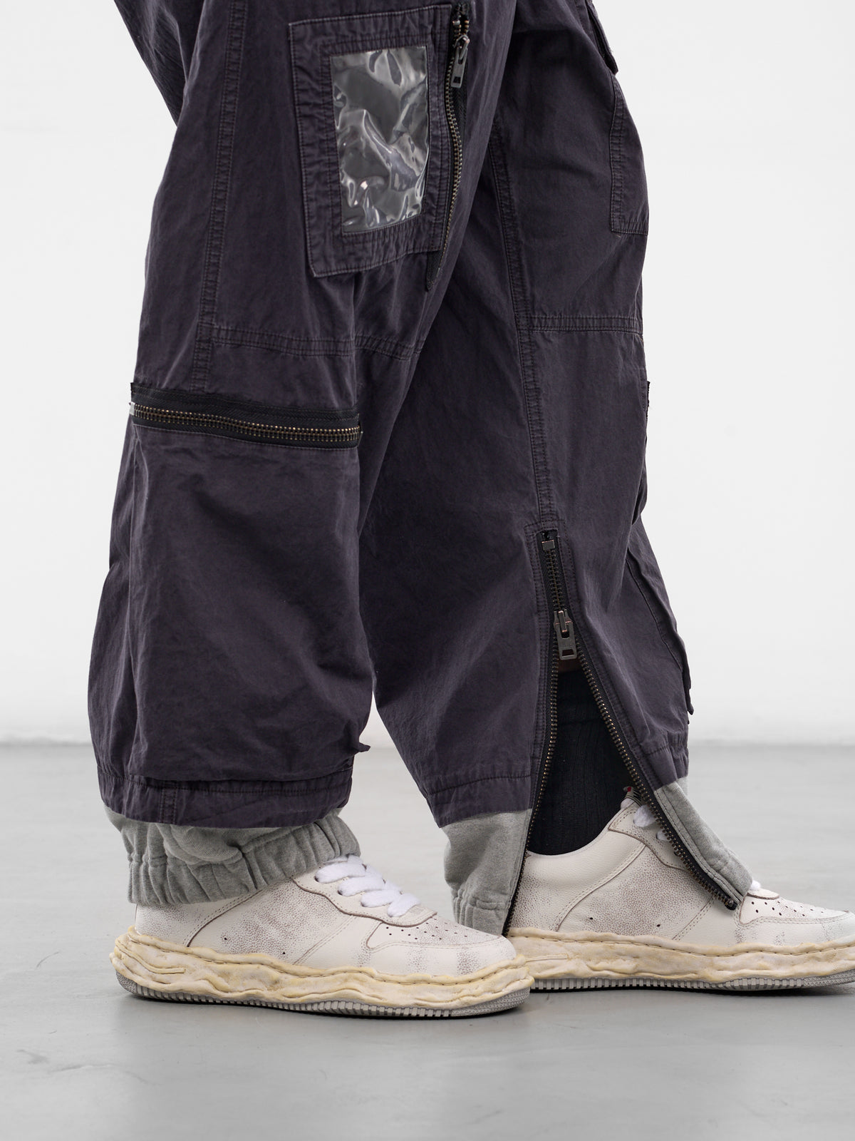Black Cotton Layered Cargo Pants (A16PT043-BLACK)