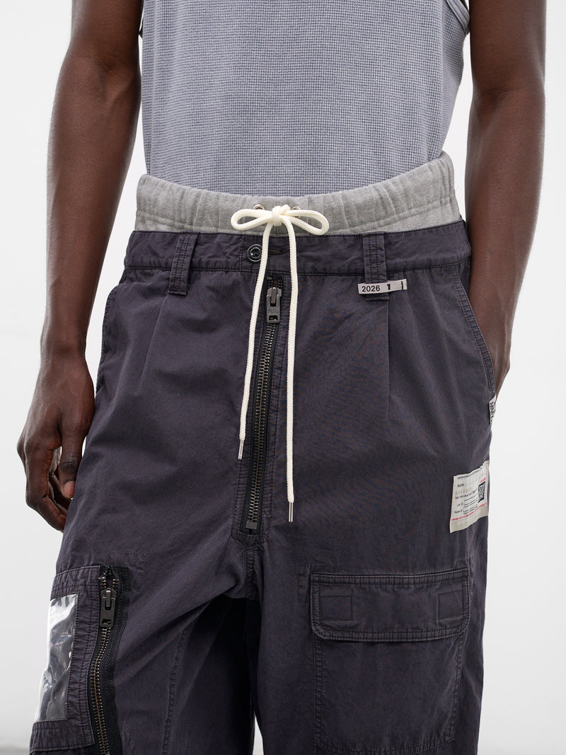 Black Cotton Layered Cargo Pants (A16PT043-BLACK)