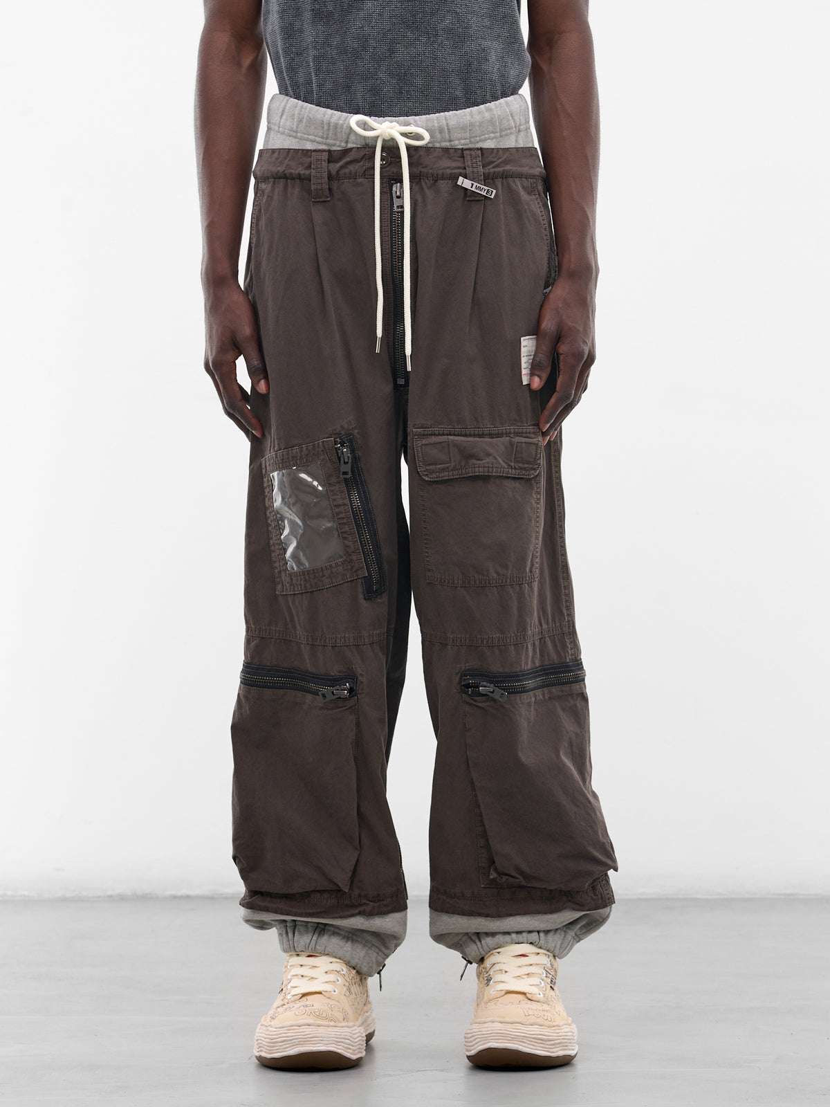 Brown Cotton Layered Cargo Pants (A16PT043-DARK-BROWN)