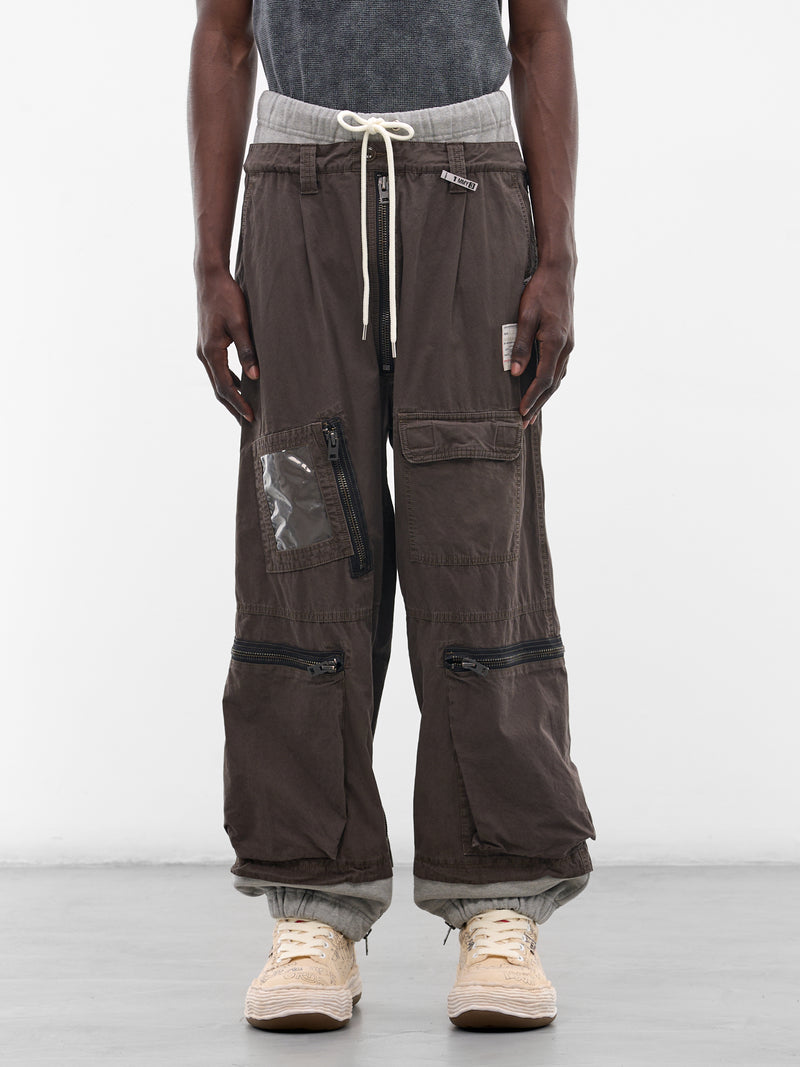 Brown Cotton Layered Cargo Pants (A16PT043-DARK-BROWN)