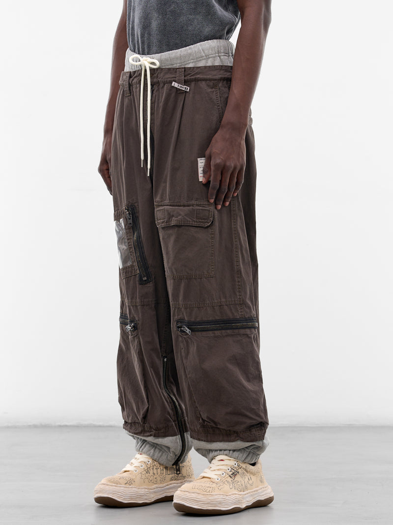 Brown Cotton Layered Cargo Pants (A16PT043-DARK-BROWN)