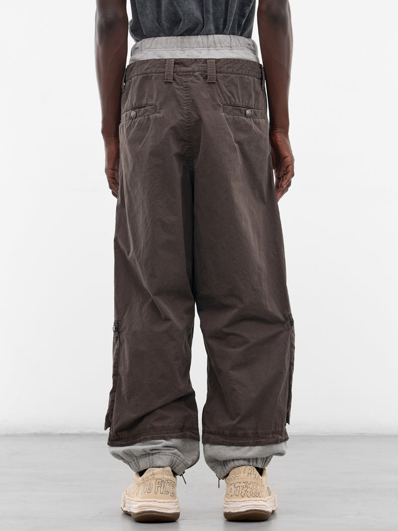 Brown Cotton Layered Cargo Pants (A16PT043-DARK-BROWN)