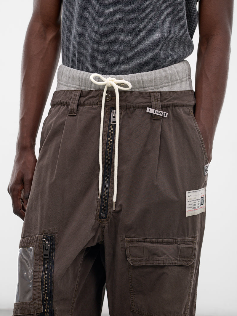 Brown Cotton Layered Cargo Pants (A16PT043-DARK-BROWN)