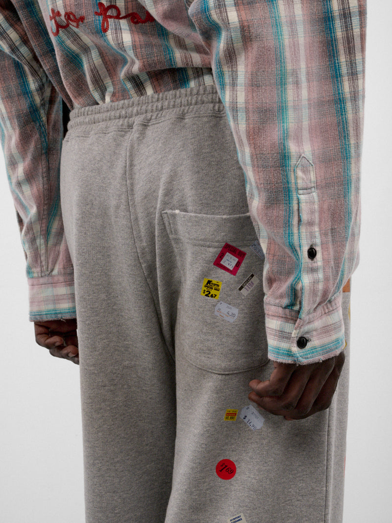 Gray Cotton Price-Tag Sweatpants (A17PT552-GRAY)