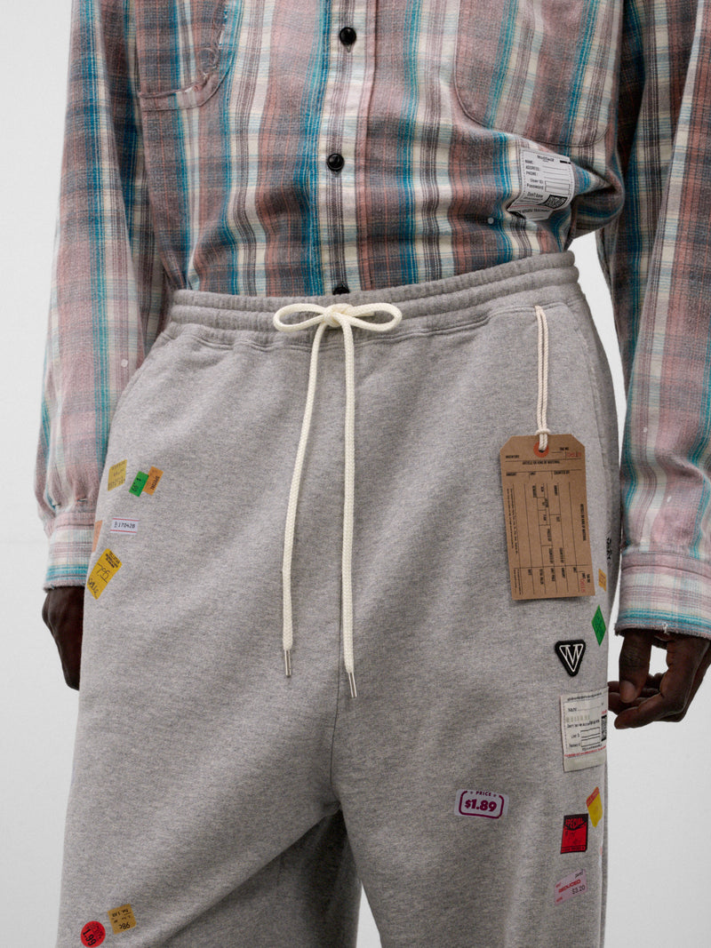 Gray Cotton Price-Tag Sweatpants (A17PT552-GRAY)
