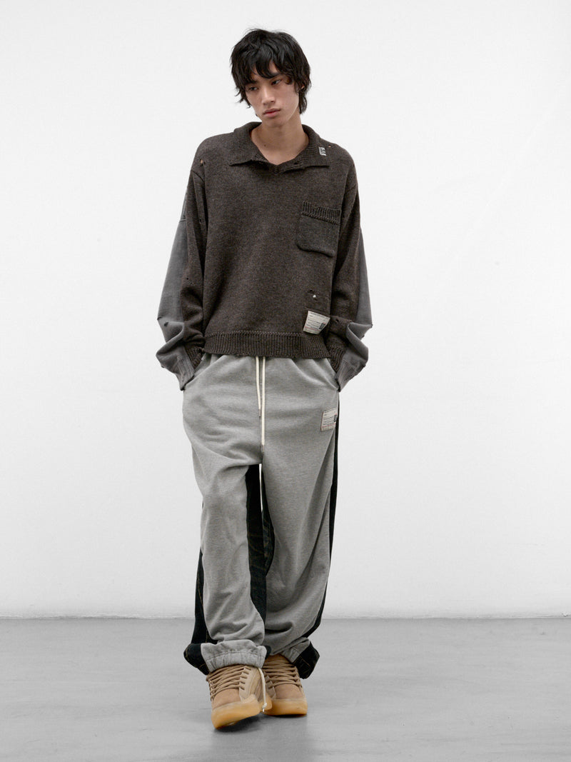 Brown Distressed Hybrid Paneled Sweater (A17SW532-BROWN)