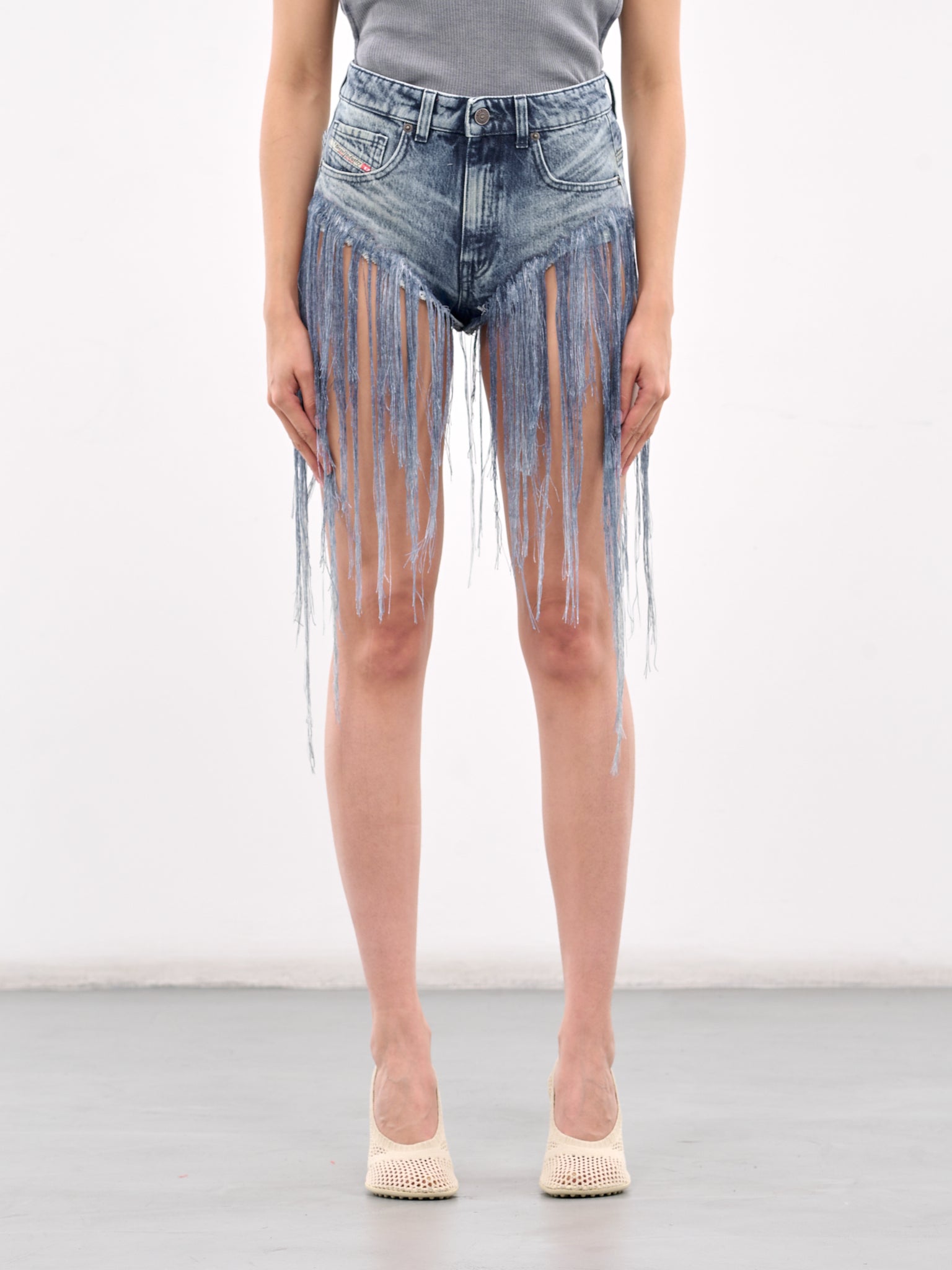 De-Jizz-Fsg Fringe Denim Shorts (A18145-0CMBM-DENIM)