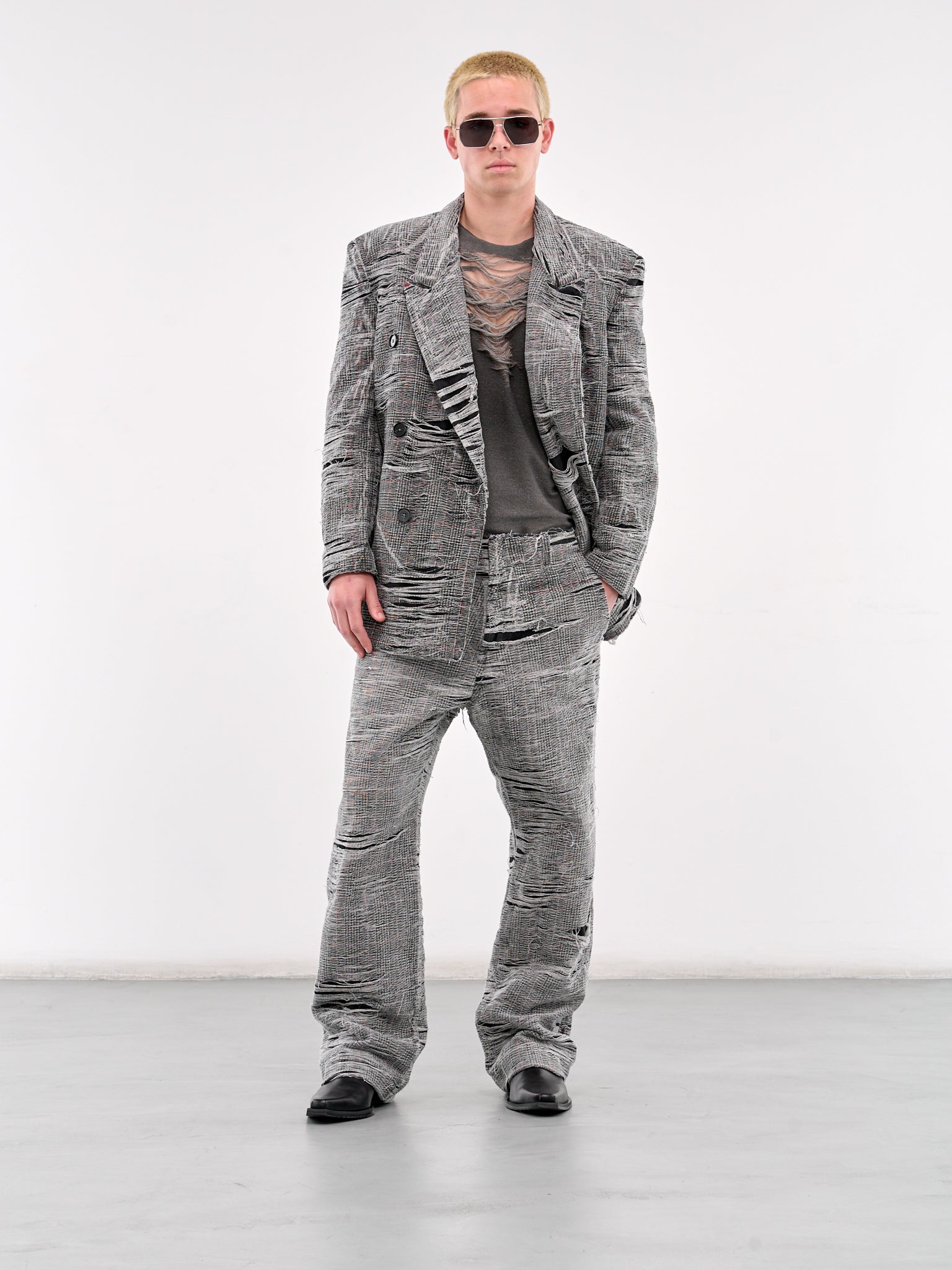 D-Pekka-Fsg Distressed Blazer (A18157-OCMBR-GREY)