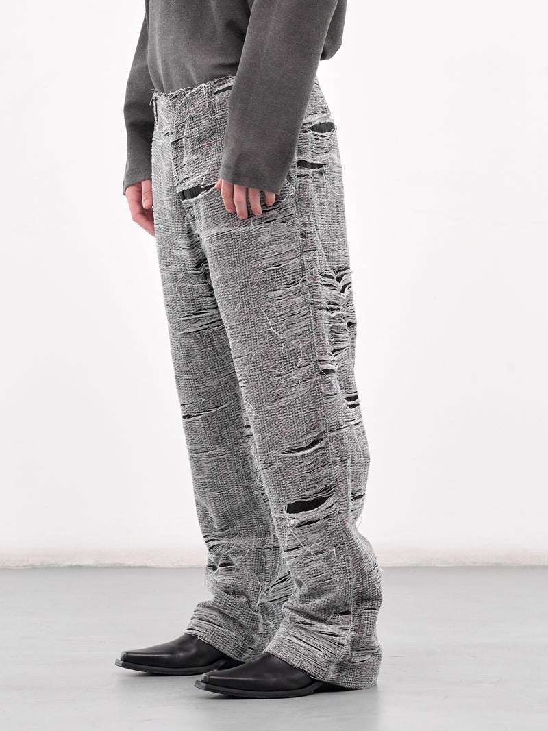 D-Boix Distressed Plaid Trousers (A18159-OCMBR-GREY)
