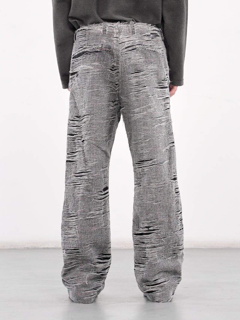 D-Boix Distressed Plaid Trousers (A18159-OCMBR-GREY)