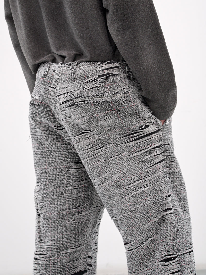 D-Boix Distressed Plaid Trousers (A18159-OCMBR-GREY)