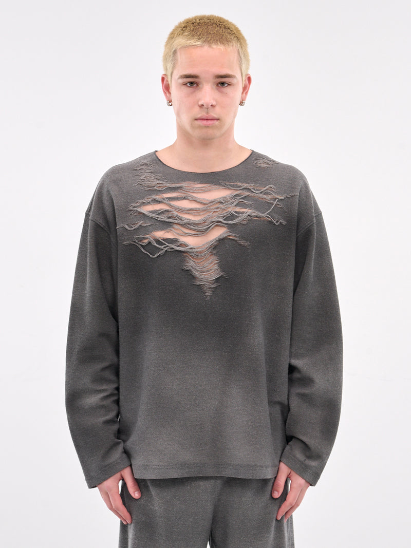 S-Ruben Distressed Crewneck (A18216-0PLAI-GREY)