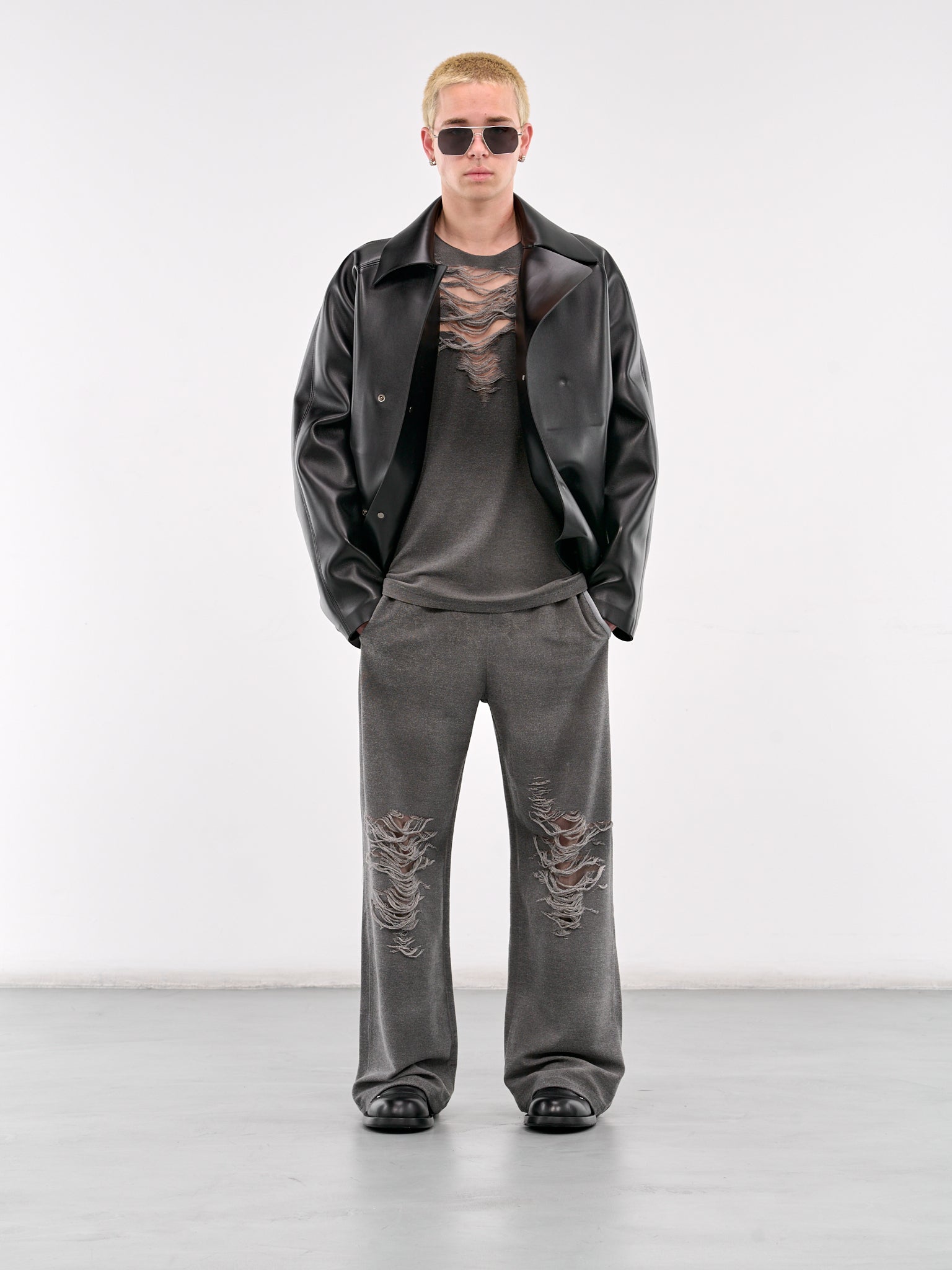 P-Percy Distressed Sweatpants (A18218-0PLAI-GREY)