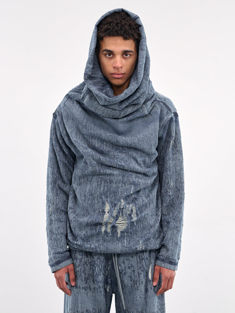 Distressed Hooded Sweater (A18935-068RQ-BLUE)