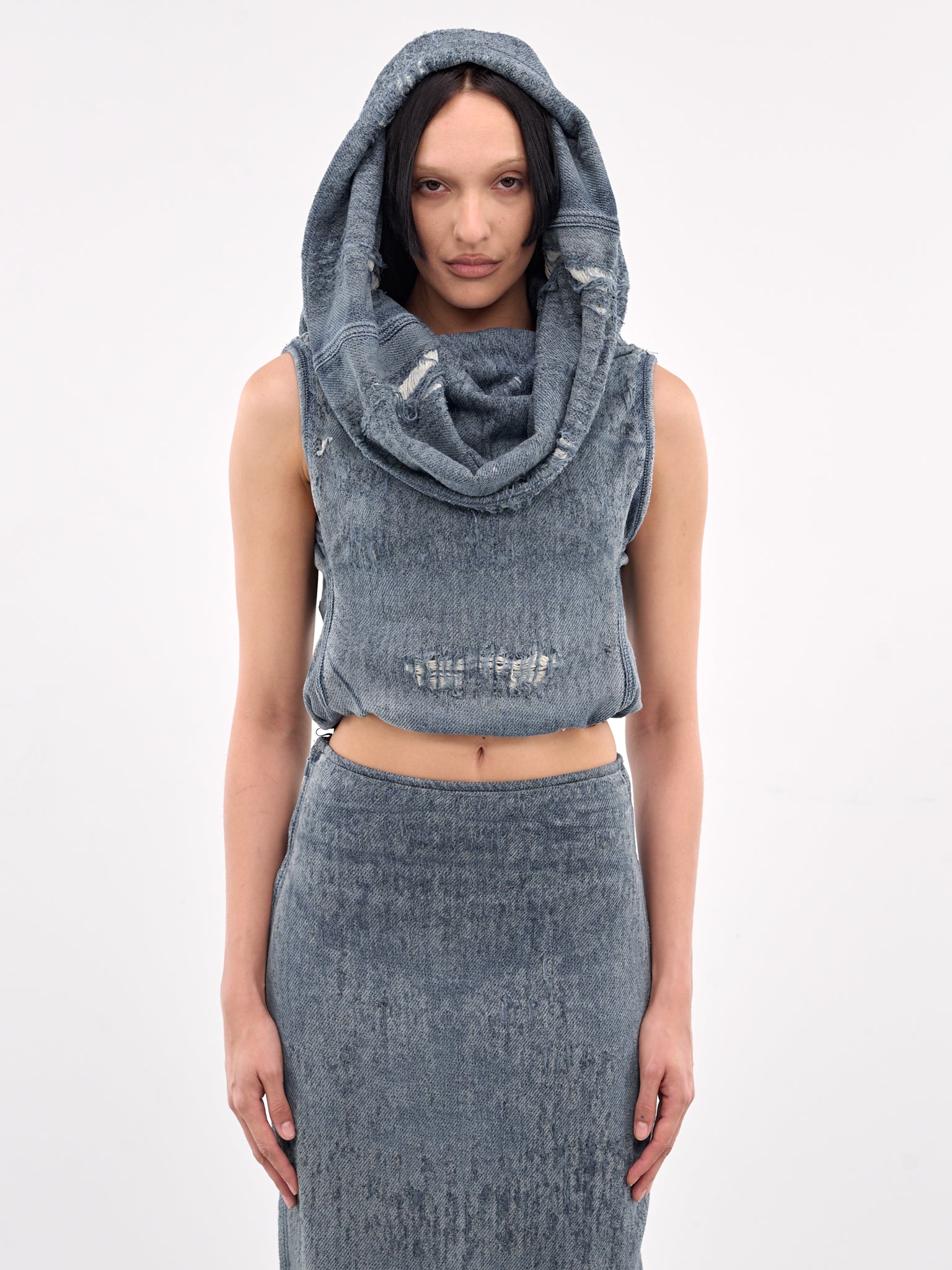 De-Vania-Fsg Hooded Blouse (A18944-068RQ-DENIM)