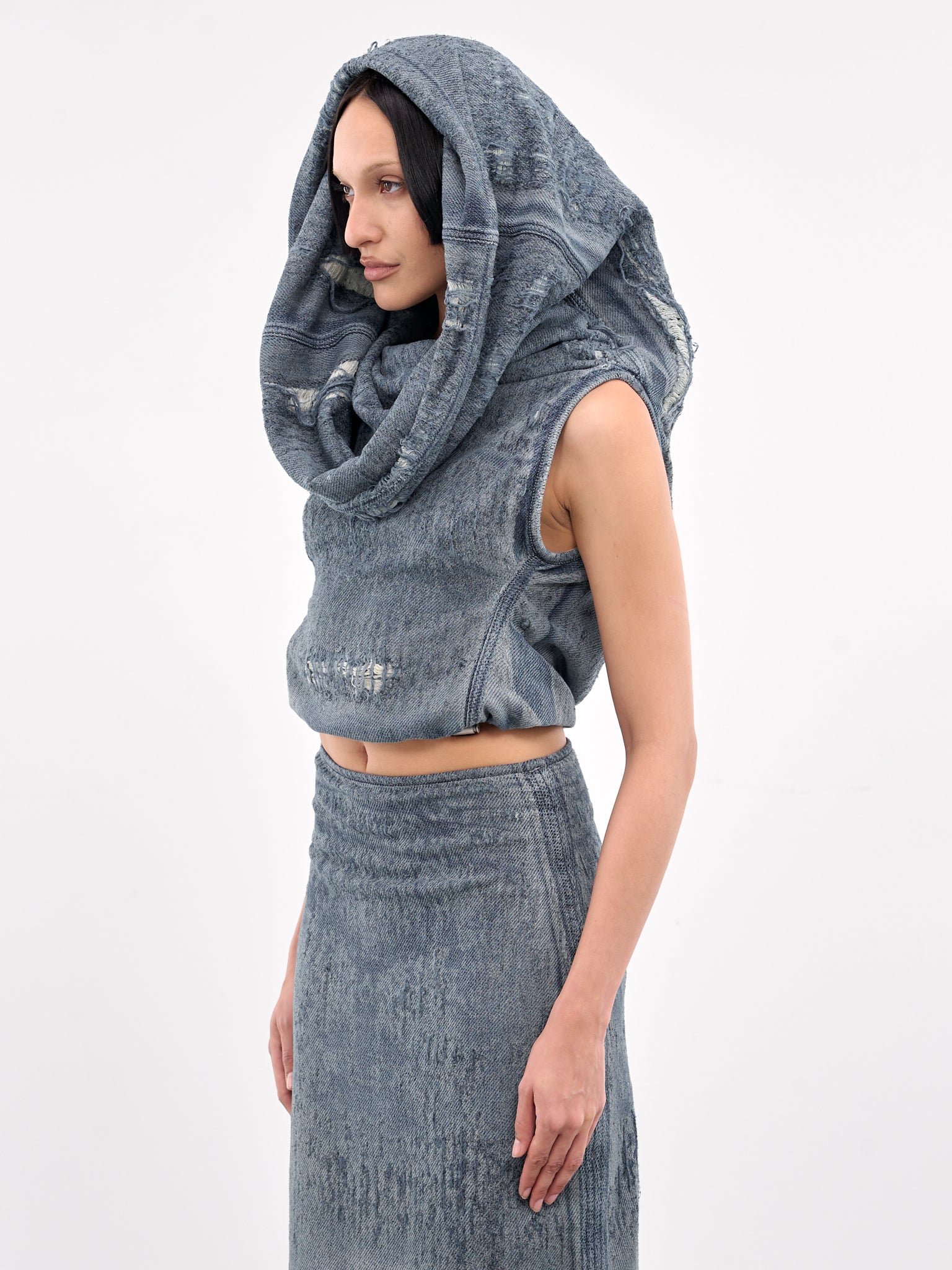 De-Vania-Fsg Hooded Blouse (A18944-068RQ-DENIM)