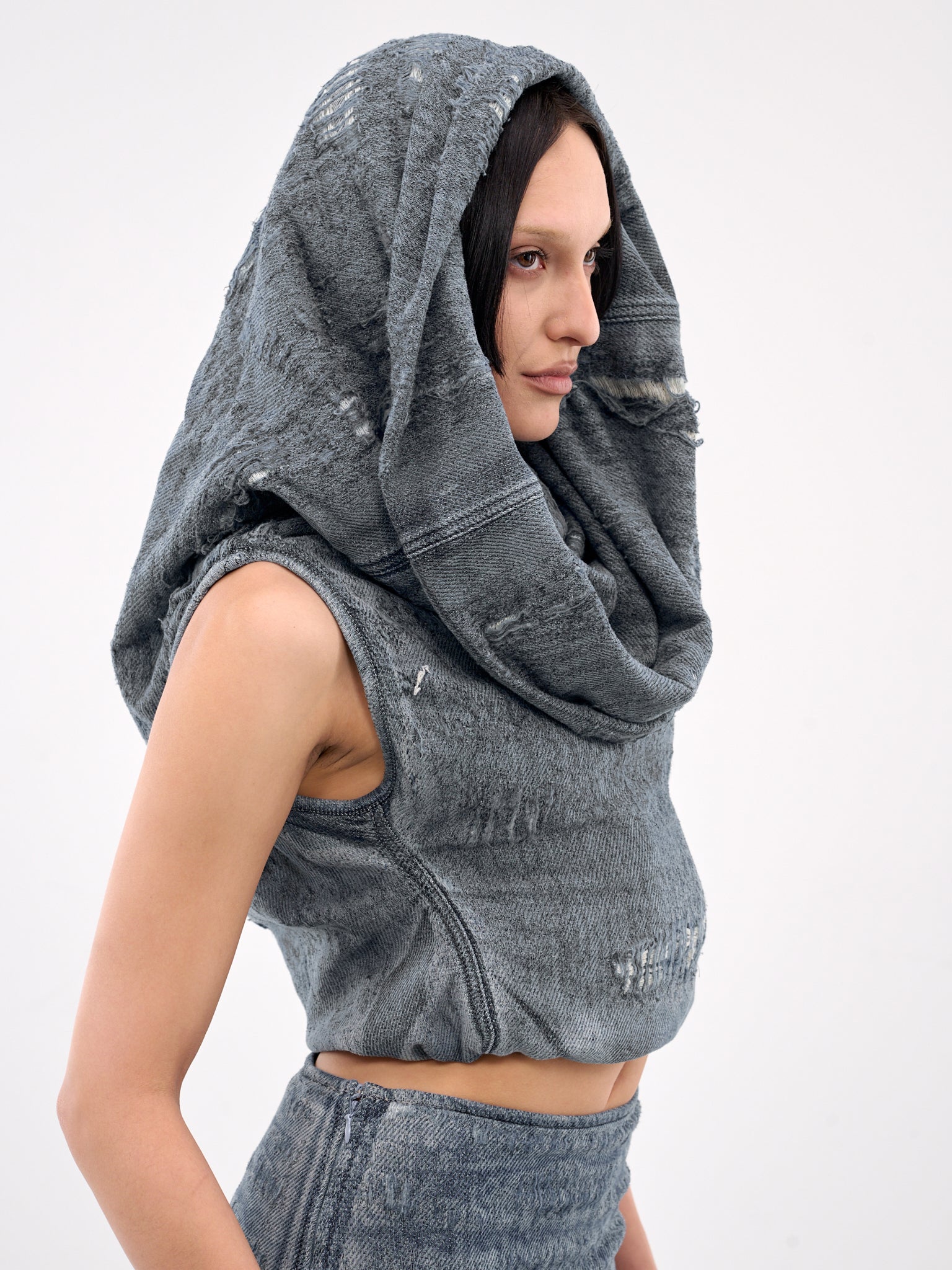 De-Vania-Fsg Hooded Blouse (A18944-068RQ-DENIM)