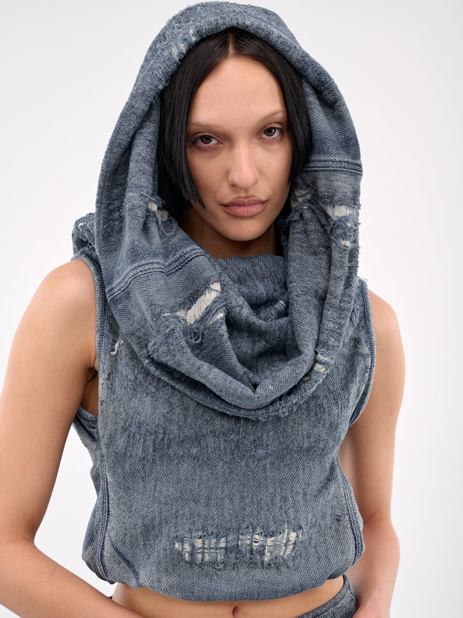 De-Vania-Fsg Hooded Blouse (A18944-068RQ-DENIM)