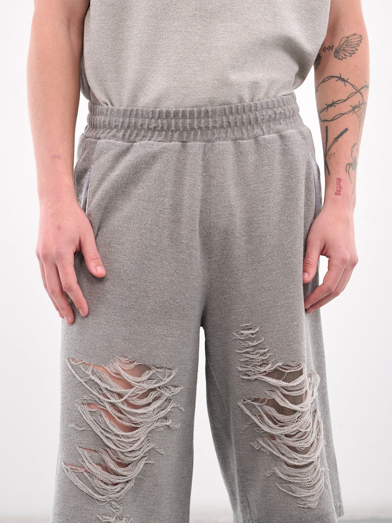P-Perc Distressed Sweat Shorts (A19116-0PLAI-GREY)
