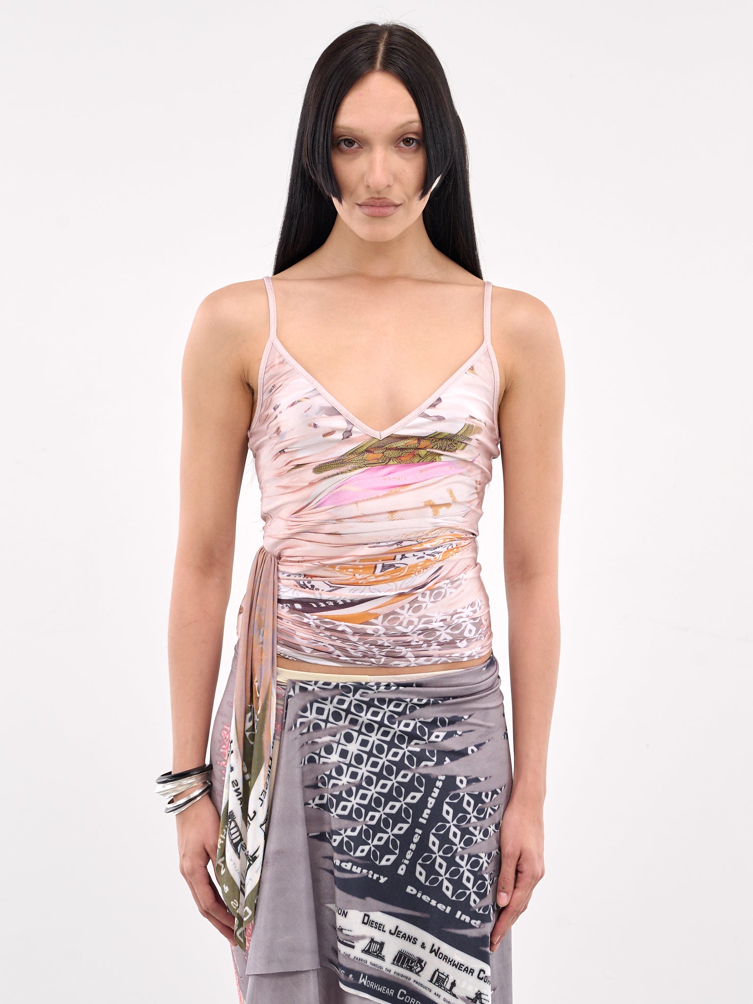T-Lovsky Draped Graphic Tank (A19134-0TKBL-PINK-WHITE)