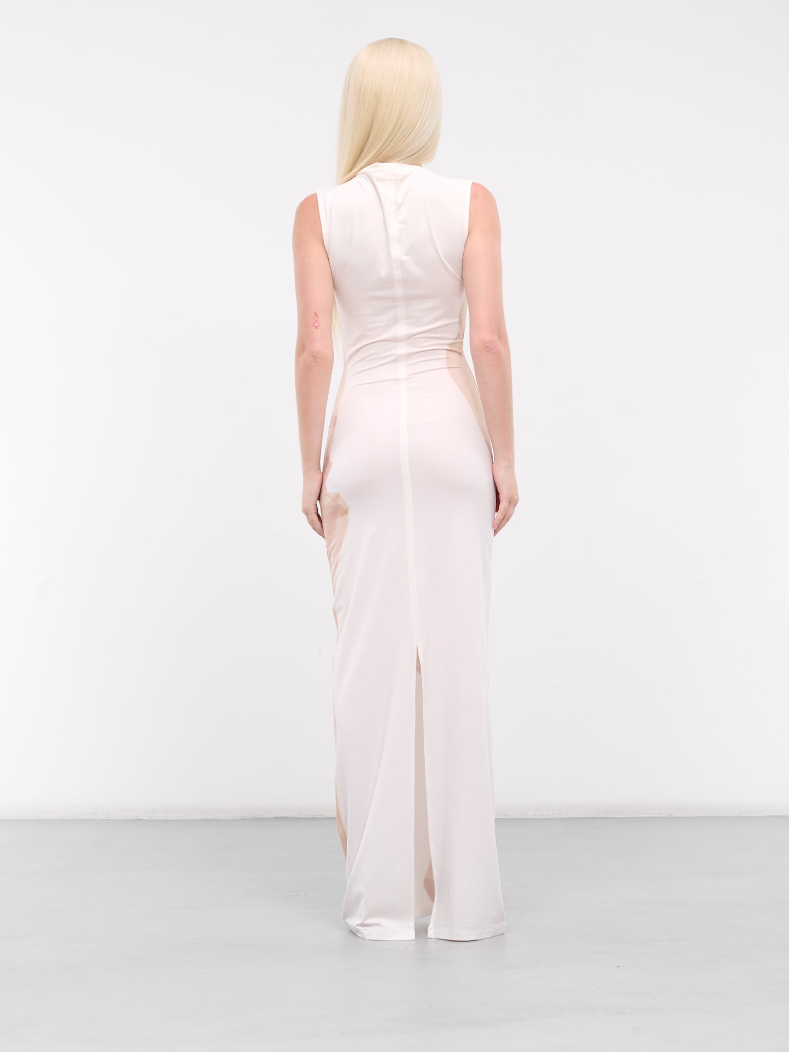 Printed Long Dress (A20667-WHITE-BEIGE)